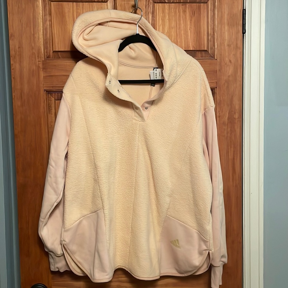adidas Pale Cream Teddy Pullover Hoodie Jacket